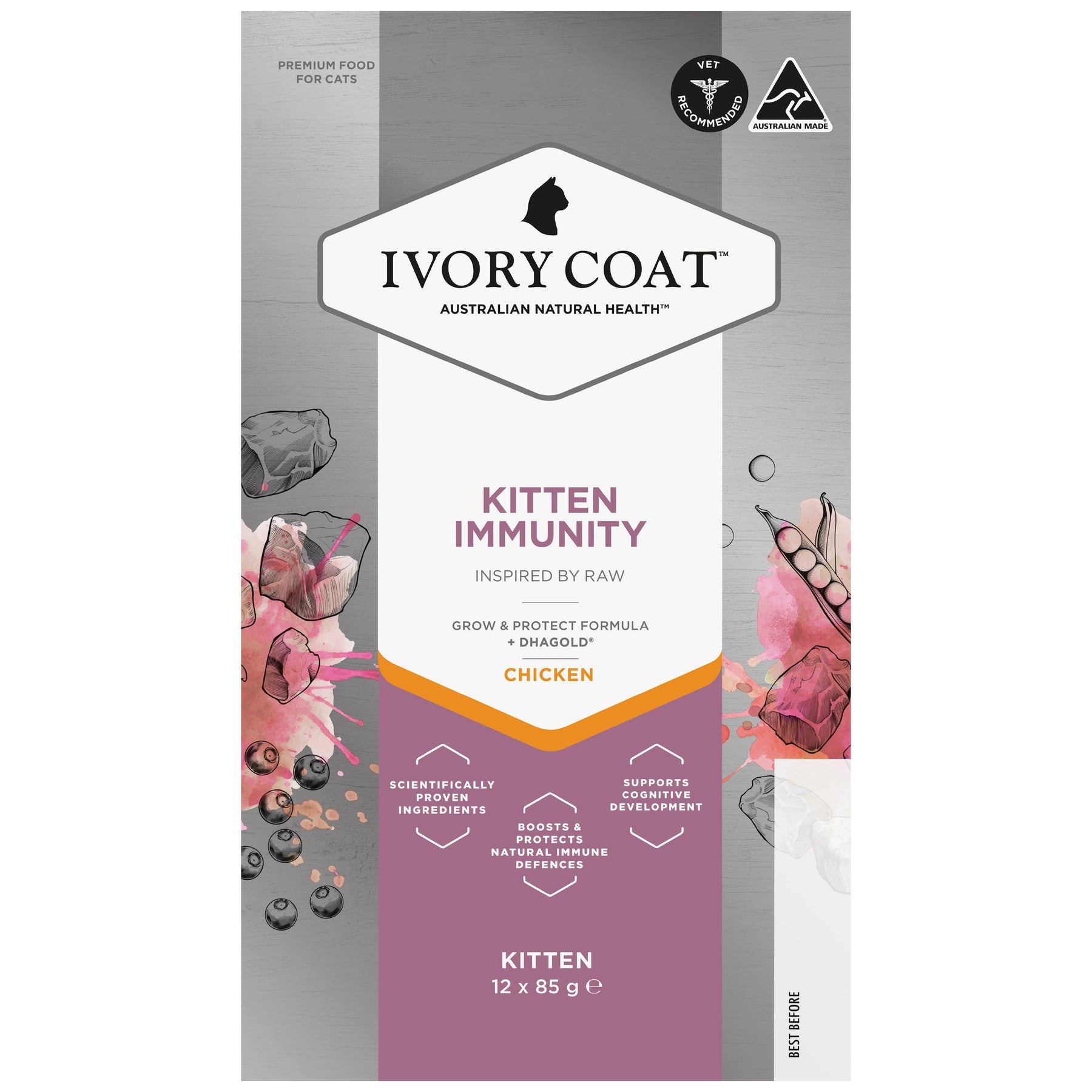 Ivory Coat Inspired by Raw Immunity Kitten Formula (12 x 85g)