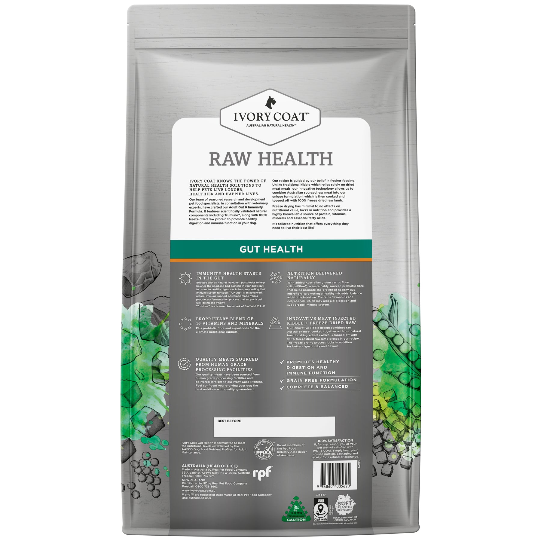 Ivory Coat Raw Health Dry Dog Food Gut Health