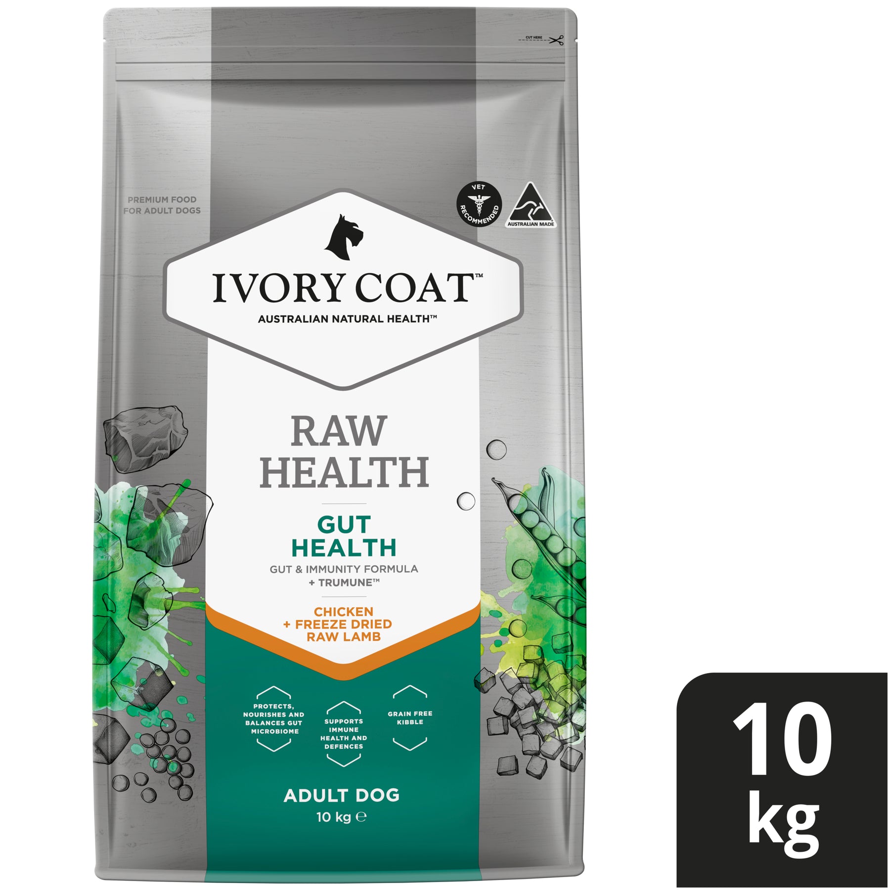 Ivory Coat Raw Health Dry Dog Food Gut Health