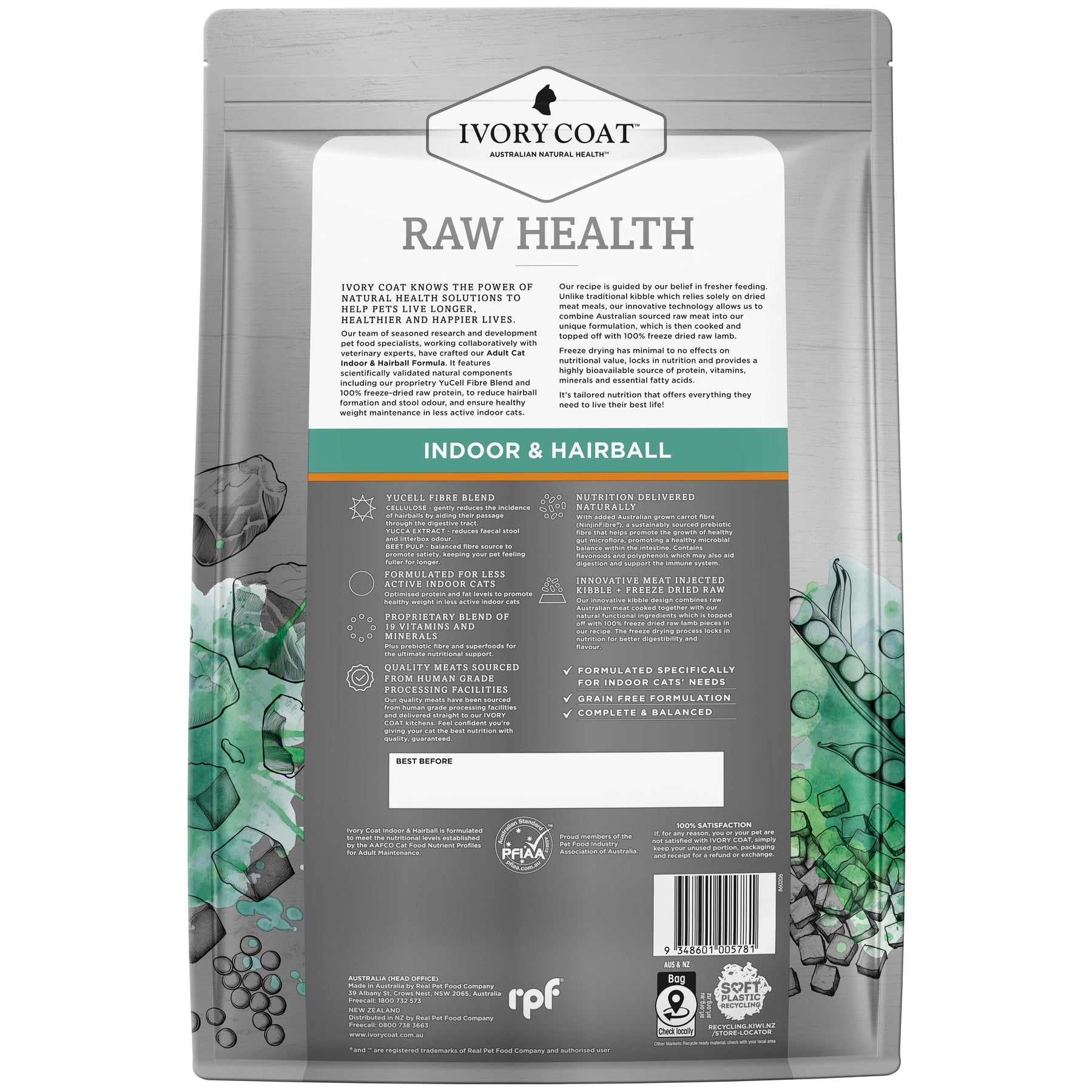 Ivory Coat Raw Health Cat Dry Food Indoor & Hairball