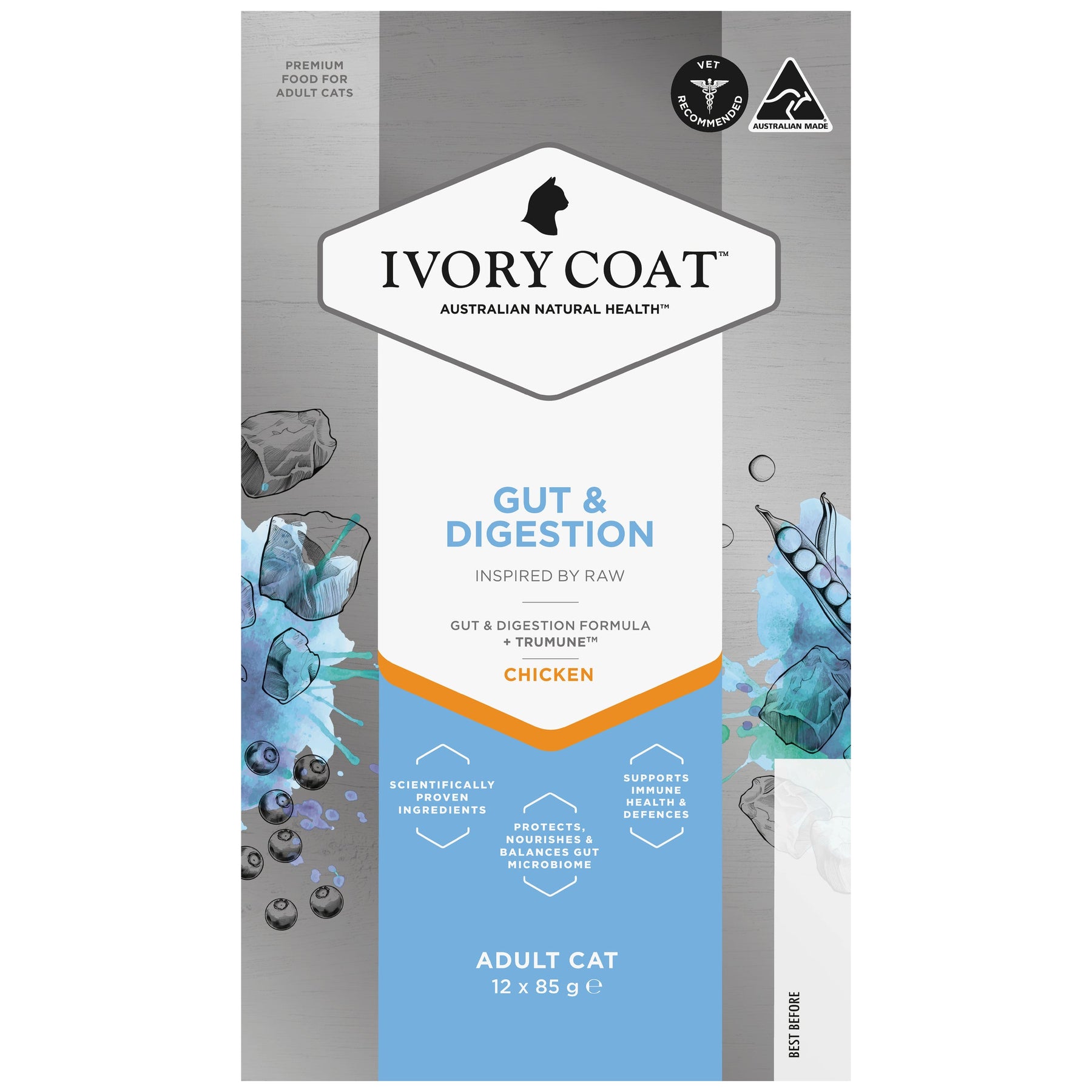 Ivory Coat Inspired by Raw Gut & Digestion Cat Formula (12 x 85g)