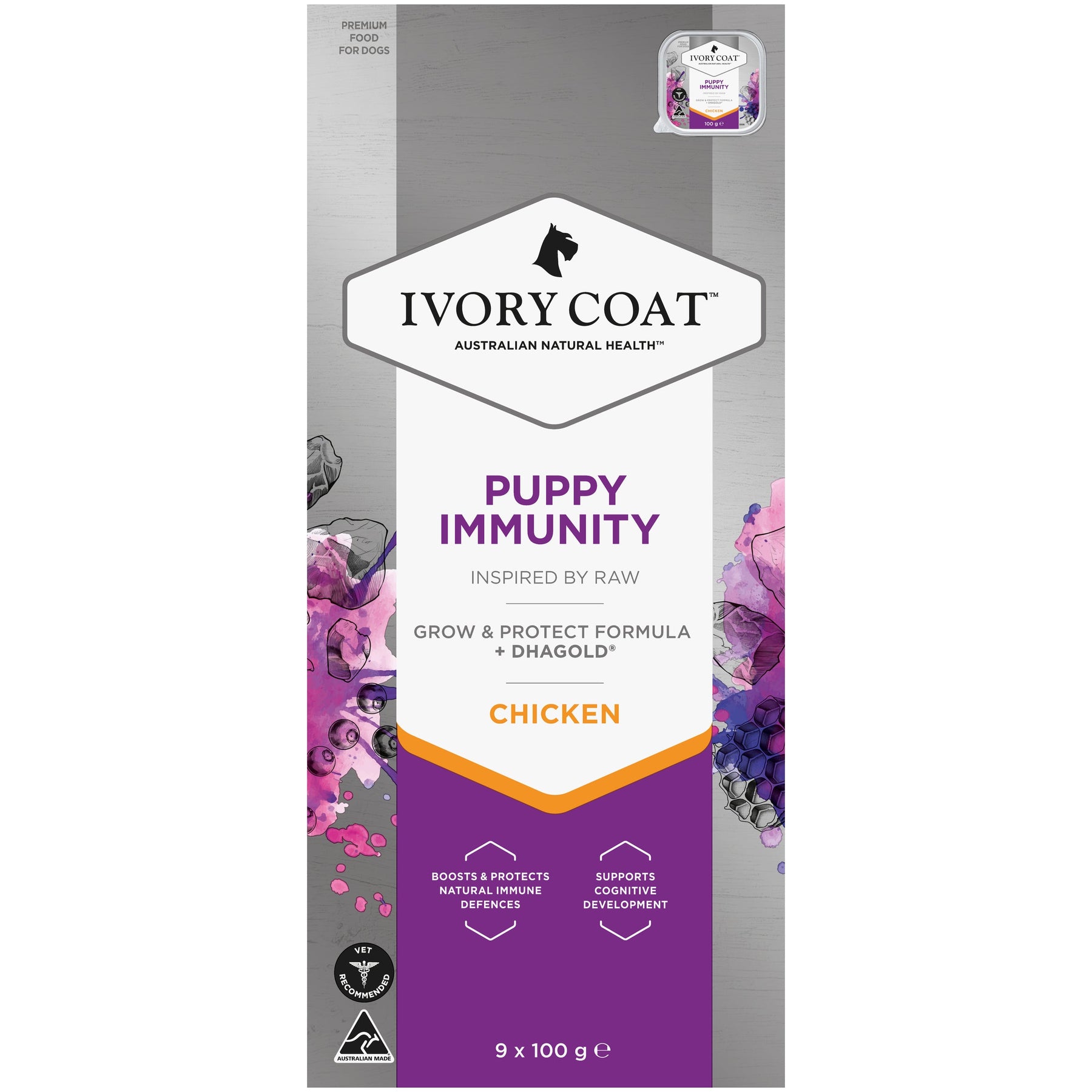 Ivory Coat Inspired by Raw Immunity Puppy Formula (9 x 100g)